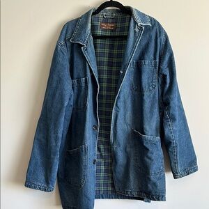 Denim Jacket with Plaid Lining